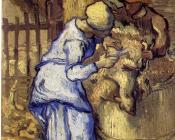 剪羊毛的人(仿米勒作品) - 文森特·威廉·梵高
